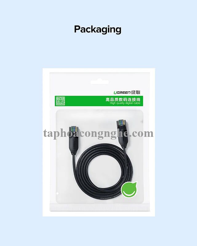 Ugreen 70654 5M cat6a 10Gbps 500MHz OD2.8mm Utp cáp mạng siêu mỏng thuần đồng màu đen NW122 30070654